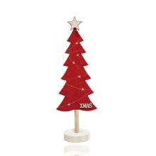OZDOBNÁ DREVENÁ BOROVICA S NÁPISOM "CHRISTMAS", ČERVENÁ