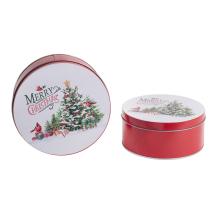 PLECHOVÁ KRABIČKA, 2 KUSY, OKRÚHLA, BOROVICOVÉ DREVO "MERRY CHRISTMAS"