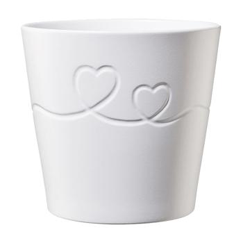 KERAMICKÝ HRNIEC, "ENDLESS LOVE", VZOR SRDCA, BIELY