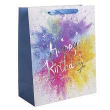 PAPIEROVÁ TAŠKA MATNÁ HOLOGRAFICKÁ HAPPY BIRTHDAY 26X32