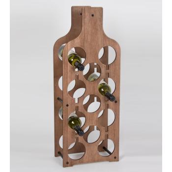 DREVENÝ STOJAN NA VÍNO S 11 PRIEHRADKAMI, HNEDÝ